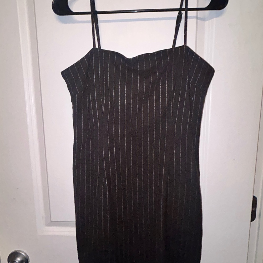 Forever 21 Black Pinstripe Strapless Dress